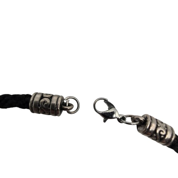 Silver Tone Necklace Corded Cross Beaded Dark Whimsigoth Religious Faith Jewelry - Picture 4 of 6